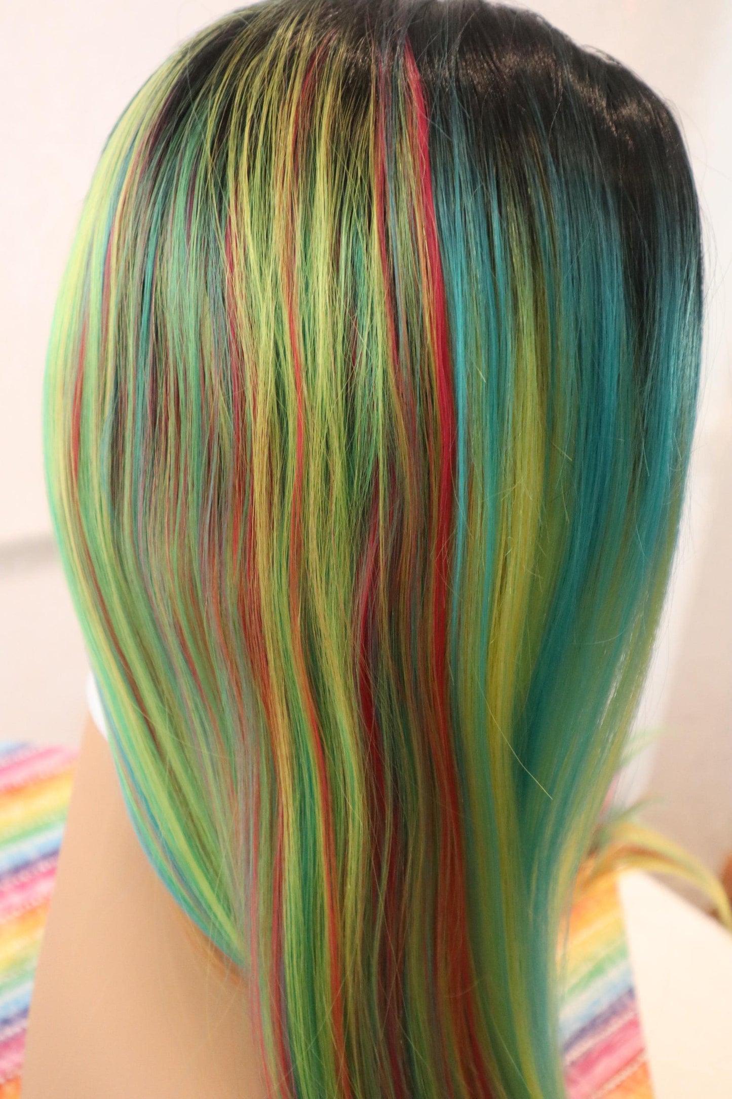 Color Parade – Vibrant Multi-Color Lace Front Wig, 24" Straight & Easy-to-Style