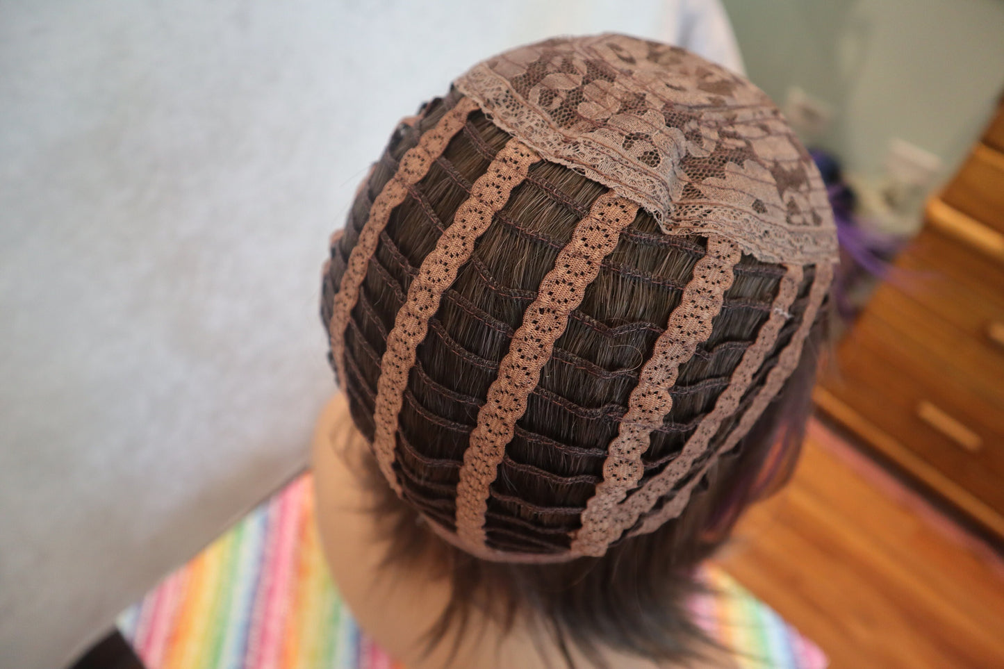 Short Bob Wig with Purple Bangs & Ash Light Brown Base – Bold Synthetic Wig for Everyday Style