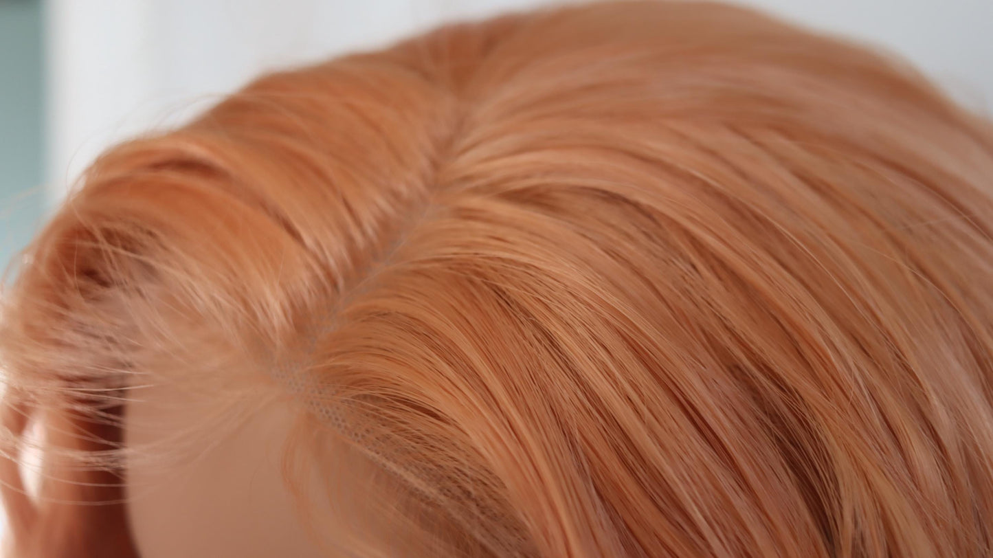 Peach Glow Loose Wave Wig β 12-Inch Lightweight Front Lace Wig | Everyday Glueless Style