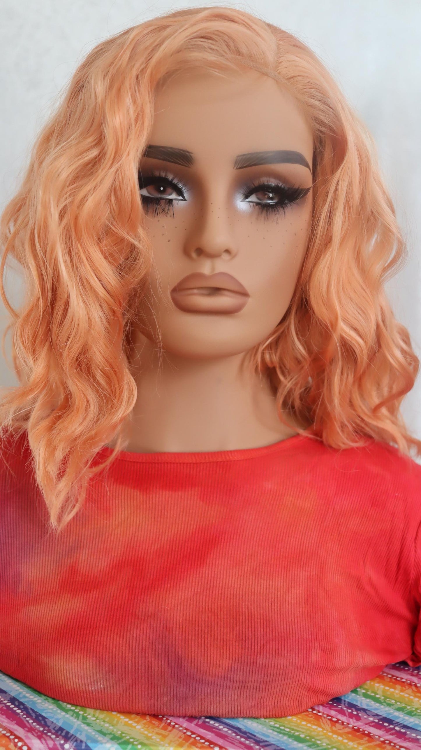 Peach Glow Loose Wave Wig β 12-Inch Lightweight Front Lace Wig | Everyday Glueless Style