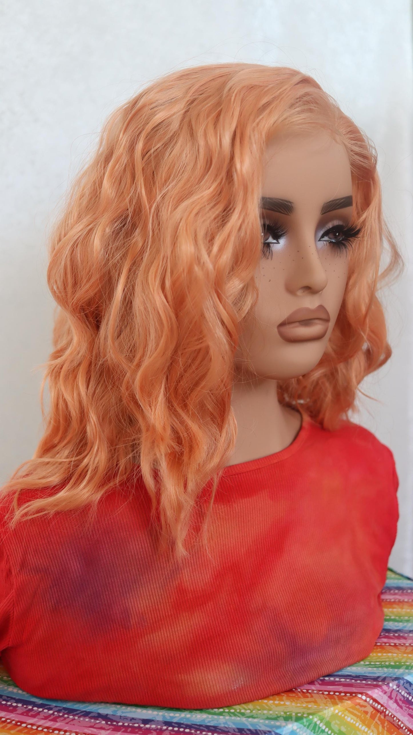 Peach Glow Loose Wave Wig β 12-Inch Lightweight Front Lace Wig | Everyday Glueless Style
