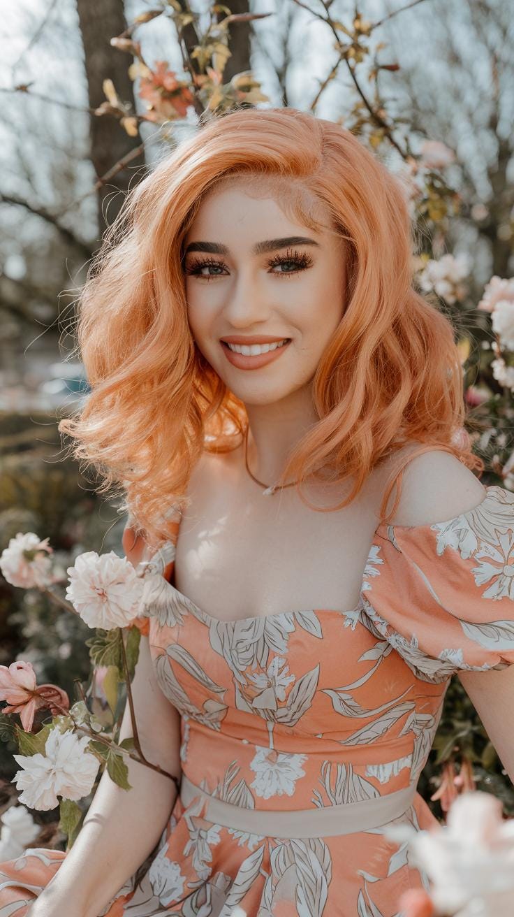 Peach Glow Loose Wave Wig β 12-Inch Lightweight Front Lace Wig | Everyday Glueless Style