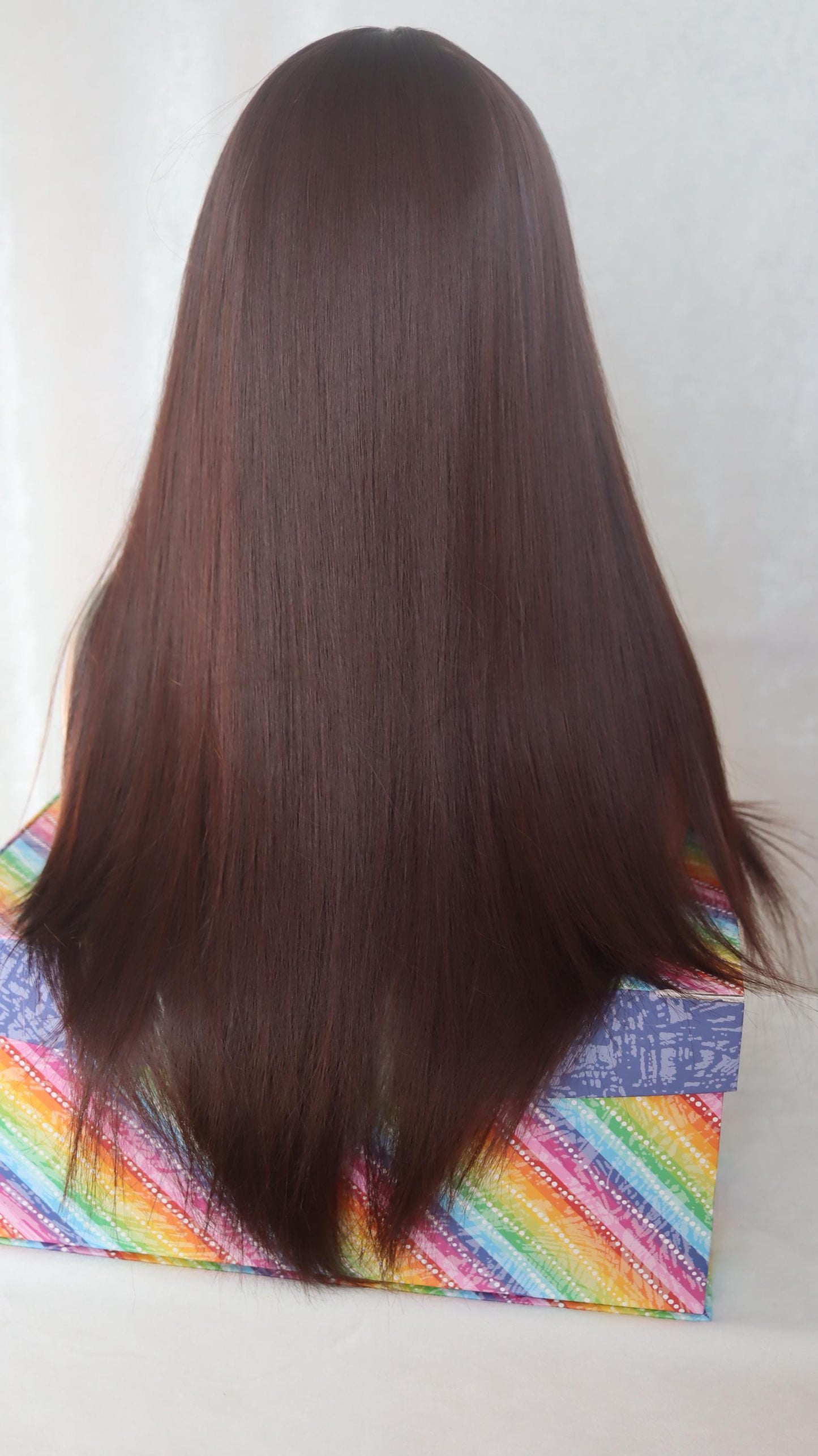Chocolate Mint Bliss Wig – 26" Straight Brown & Mint Green Stunner with Unique Bangs