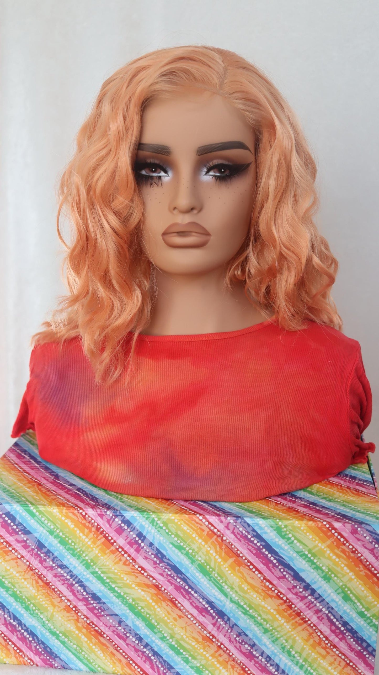 Peach Glow Loose Wave Wig β 12-Inch Lightweight Front Lace Wig | Everyday Glueless Style
