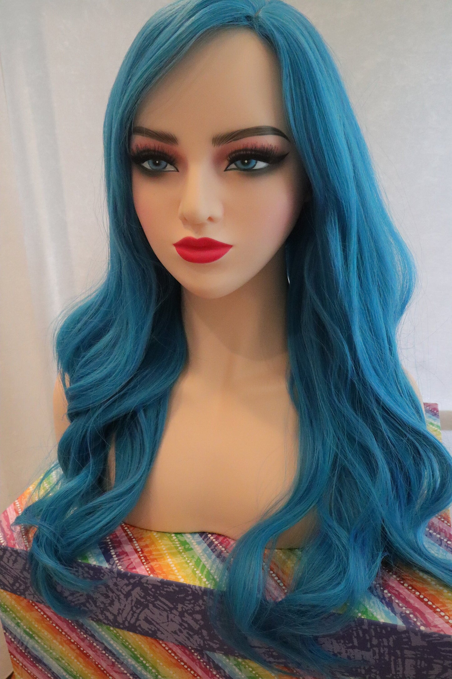 Aqua and Blue Wavy Long Synthetic Wig | Cosplay