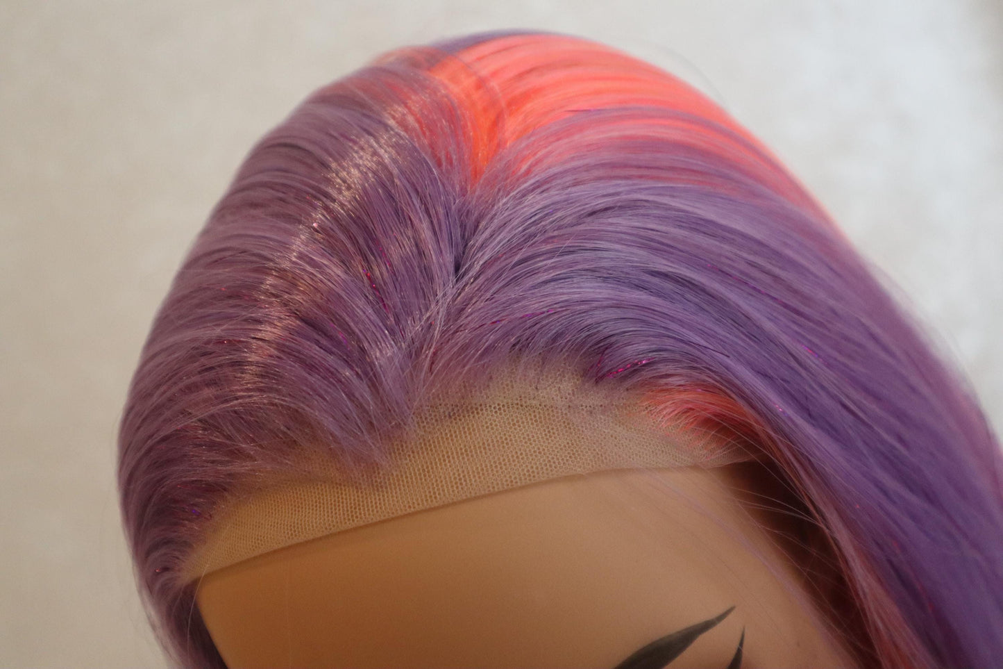 Rainbow Short Bob Front Lace Wig with Tinsel Locks – Unicorn Fantasy Hair for Parties