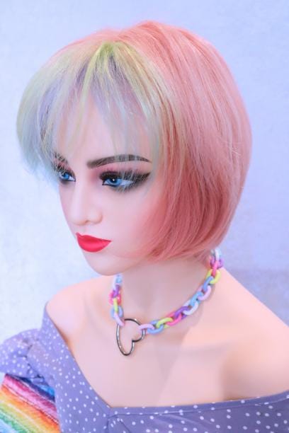 Pastel Dream Short Wig | Pink Wig with Multi-Color Bangs | Colorful Fantasy Look