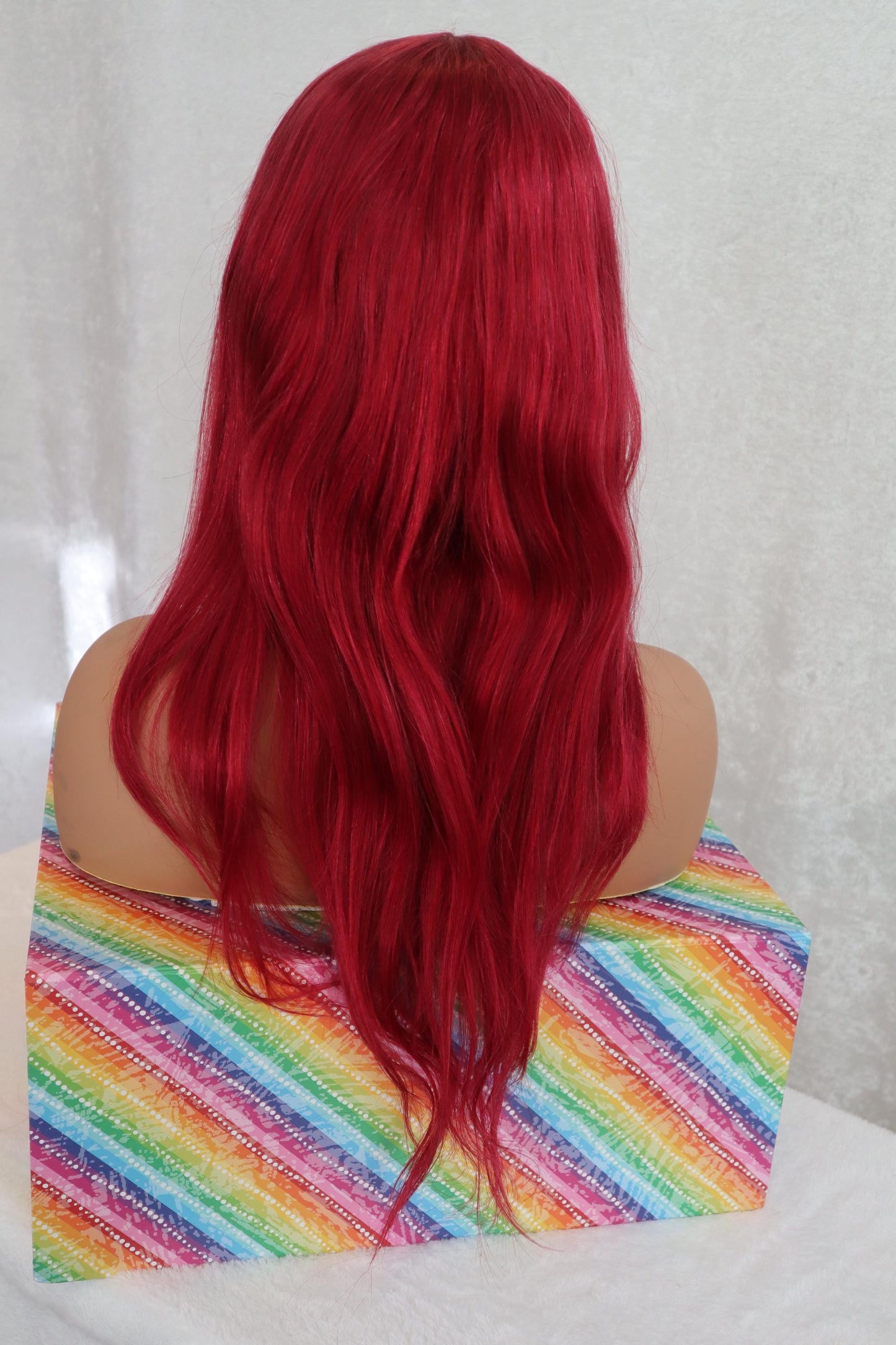 Ariel-Inspired Vibrant Red Human Hair Wig – 18" Soft & Natural with Bangs