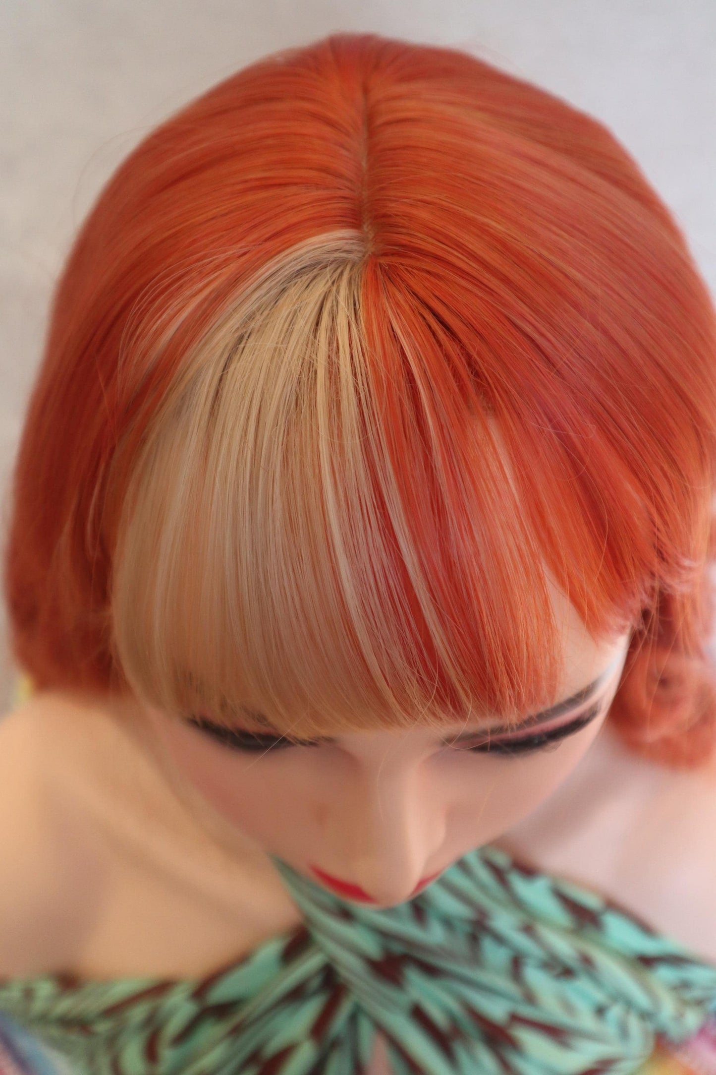 Vibrant Ginger & Blonde 28" Wavy Wig with Unique Half-Blonde Bangs | Fun, Festival-Ready Hair