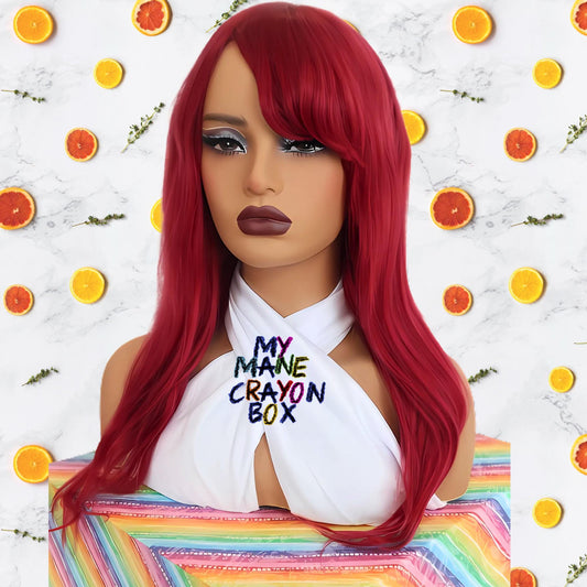 Ariel-Inspired Vibrant Red Human Hair Wig – 18" Soft & Natural with Bangs