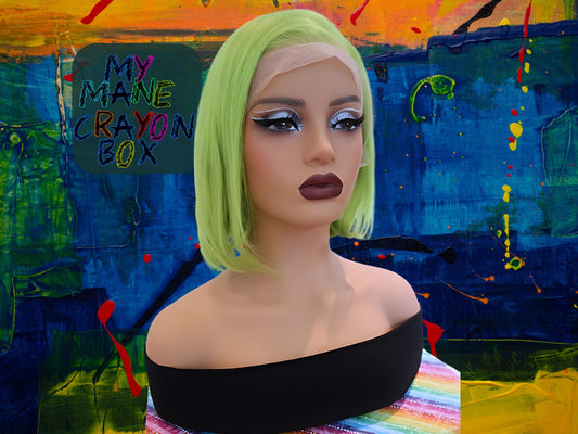 Front lace Neon Green short bob Human hair Wig