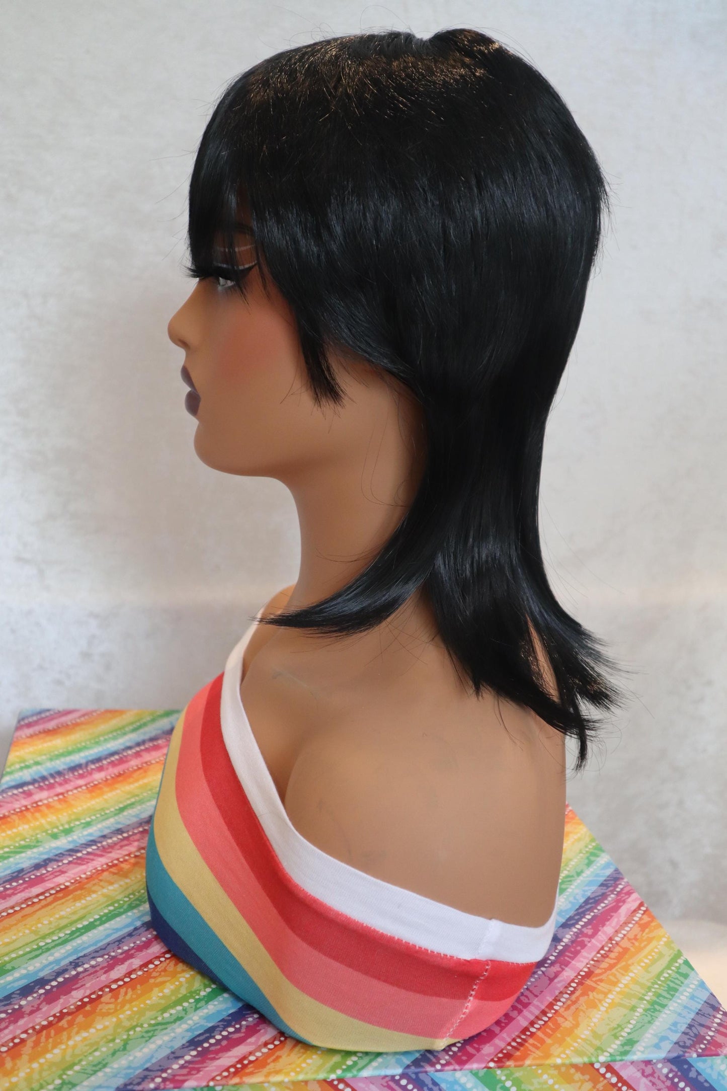 Short Black 80s Mullet Wig for Women | Retro Rocker Style | Perfect for Costume or Everyday Fun