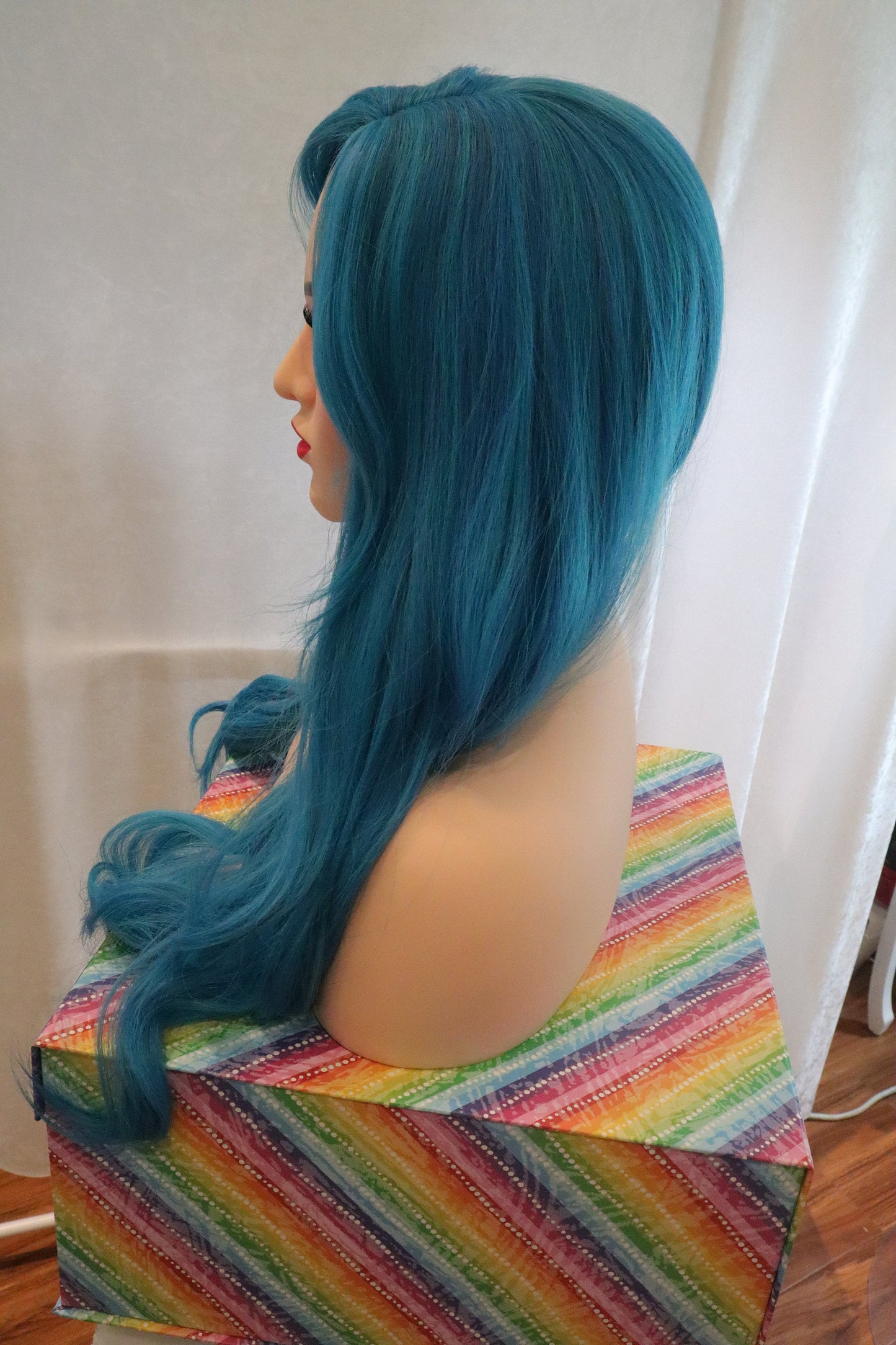 Aqua and Blue Wavy Long Synthetic Wig | Cosplay