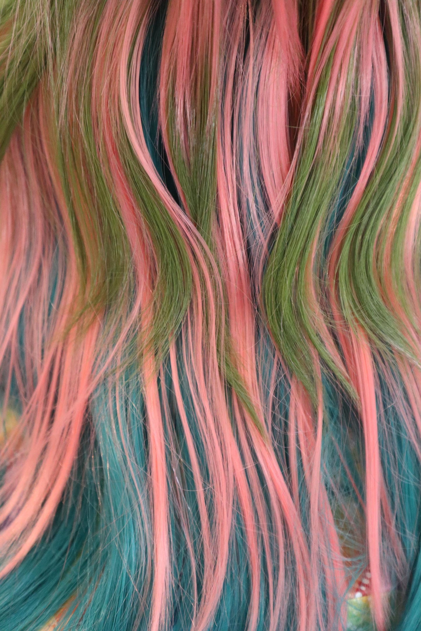 Punk Emo Multi-Colored Wig with Pink Face-Framing Bangs