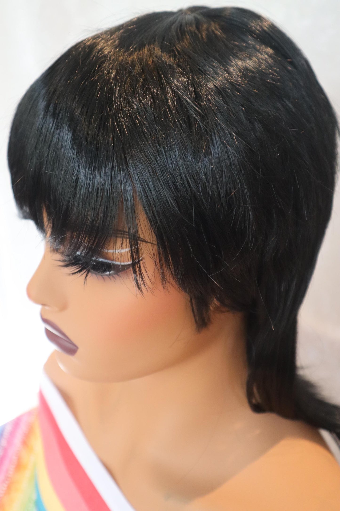 Short Black 80s Mullet Wig for Women | Retro Rocker Style | Perfect for Costume or Everyday Fun