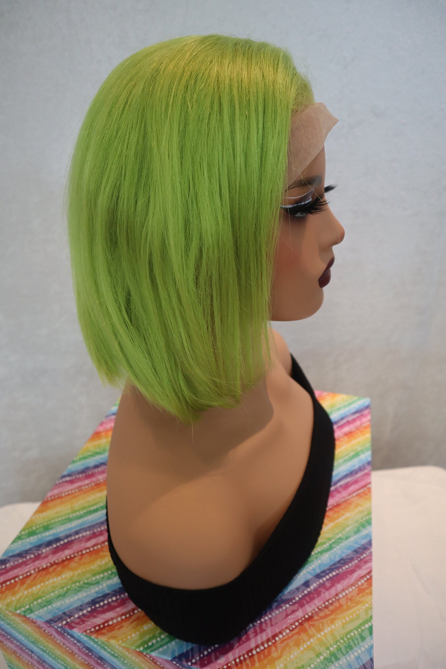 Front lace Neon Green short bob Human hair Wig