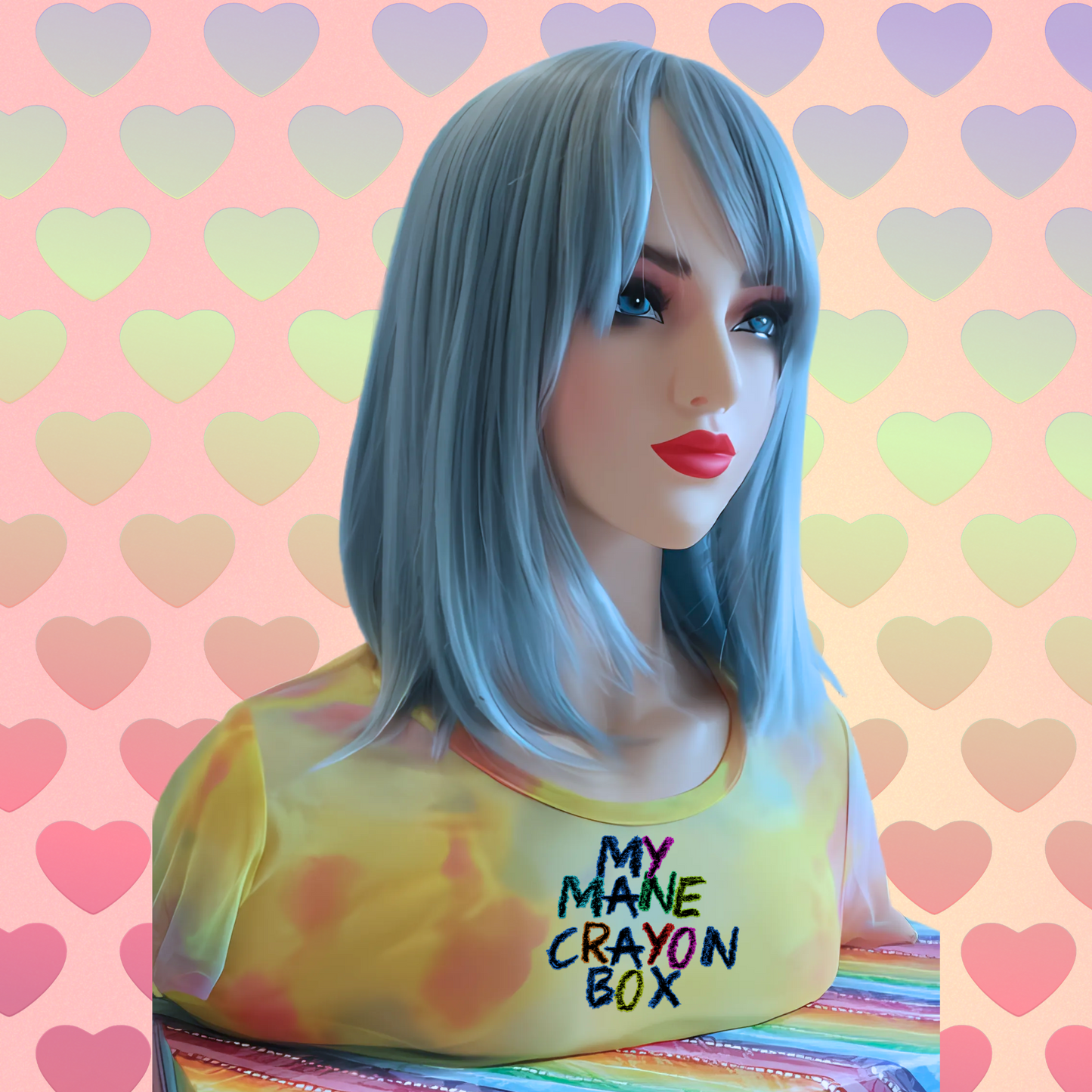 Pastel Baby Blue 16 inches Wig with Bangs – Anime-Inspired, Lightweight & Easy to Style