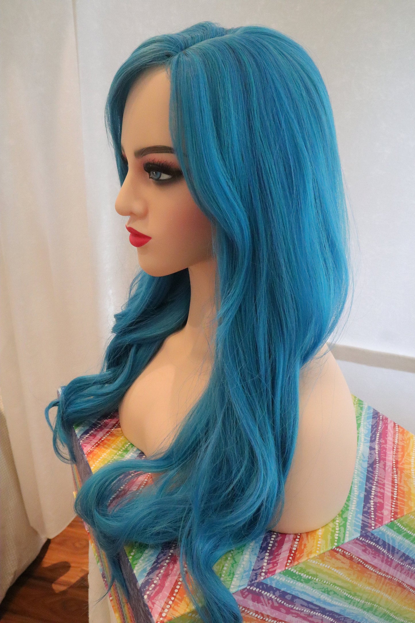 Aqua and Blue Wavy Long Synthetic Wig | Cosplay