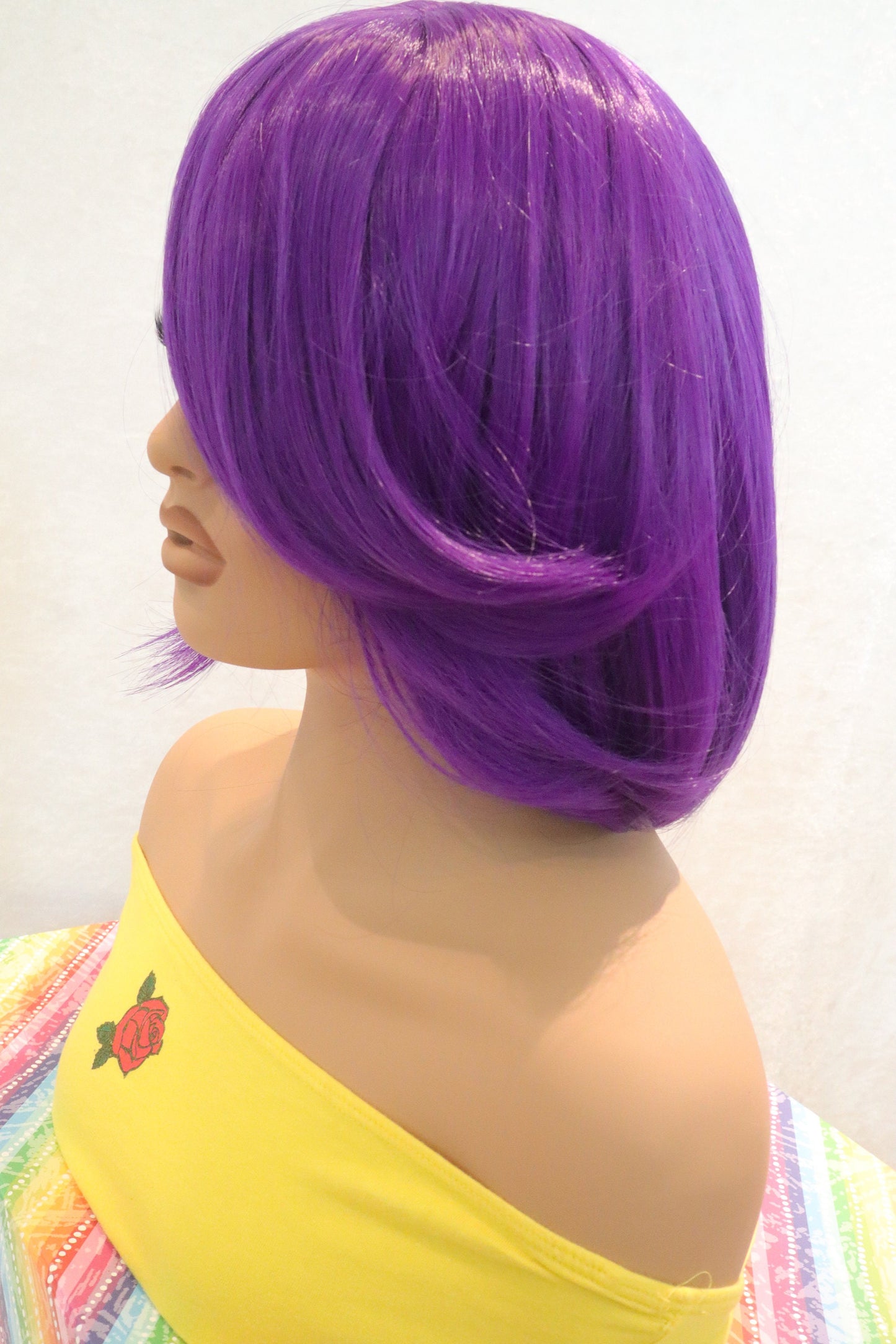 Bright Purple Short Synthetic Wig - Perfect for Parties and Fun Events