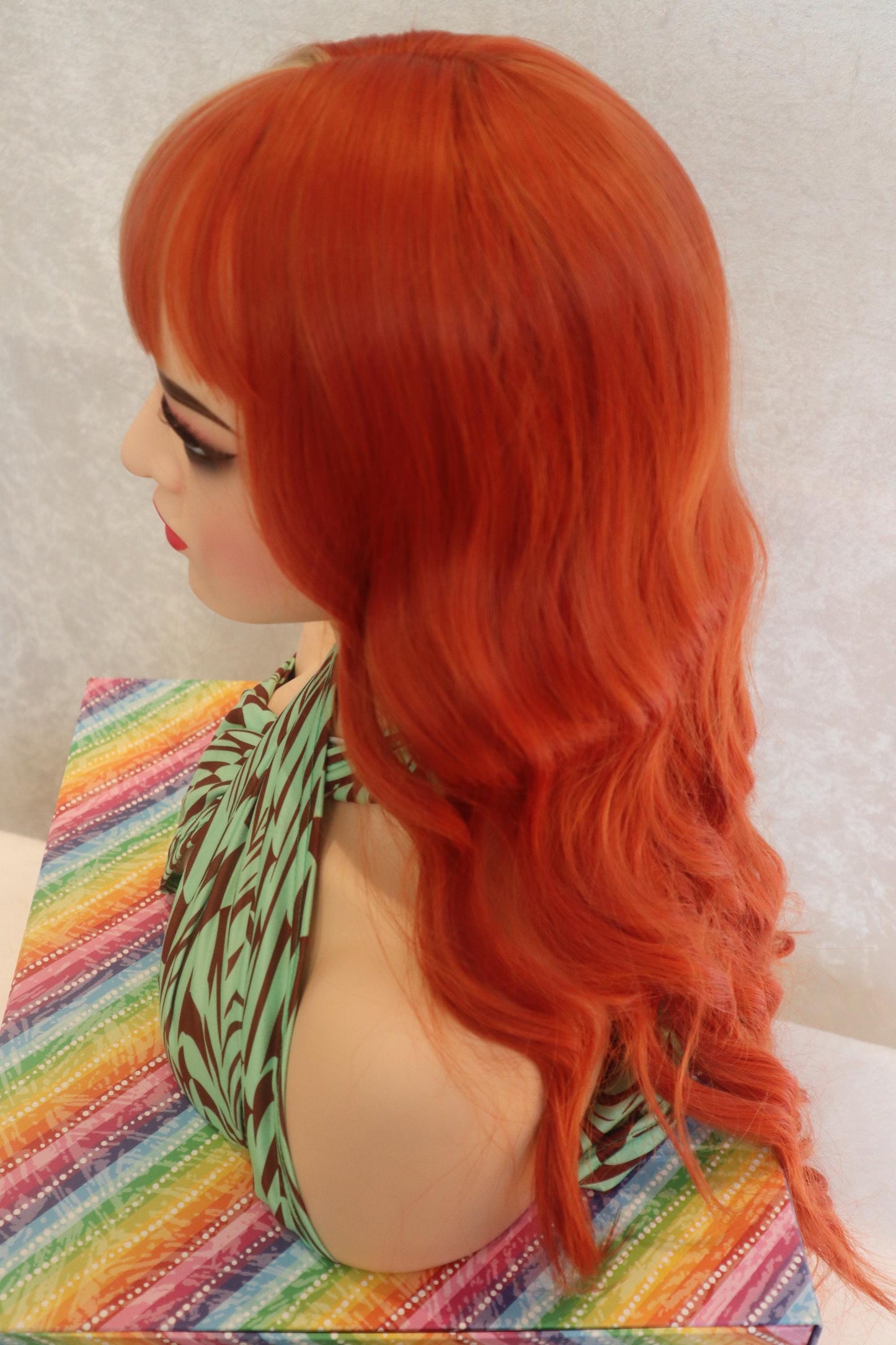 Vibrant Ginger & Blonde 28" Wavy Wig with Unique Half-Blonde Bangs | Fun, Festival-Ready Hair