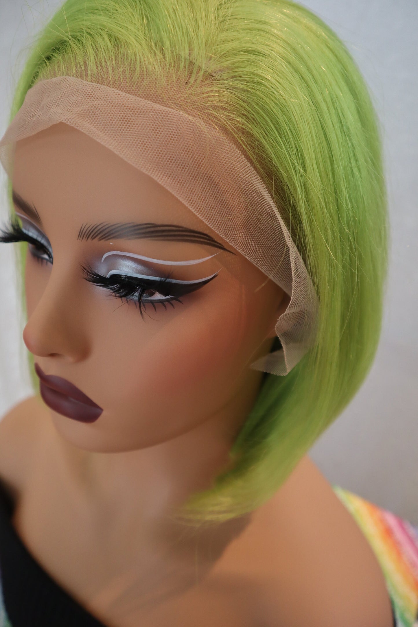 Front lace Neon Green short bob Human hair Wig