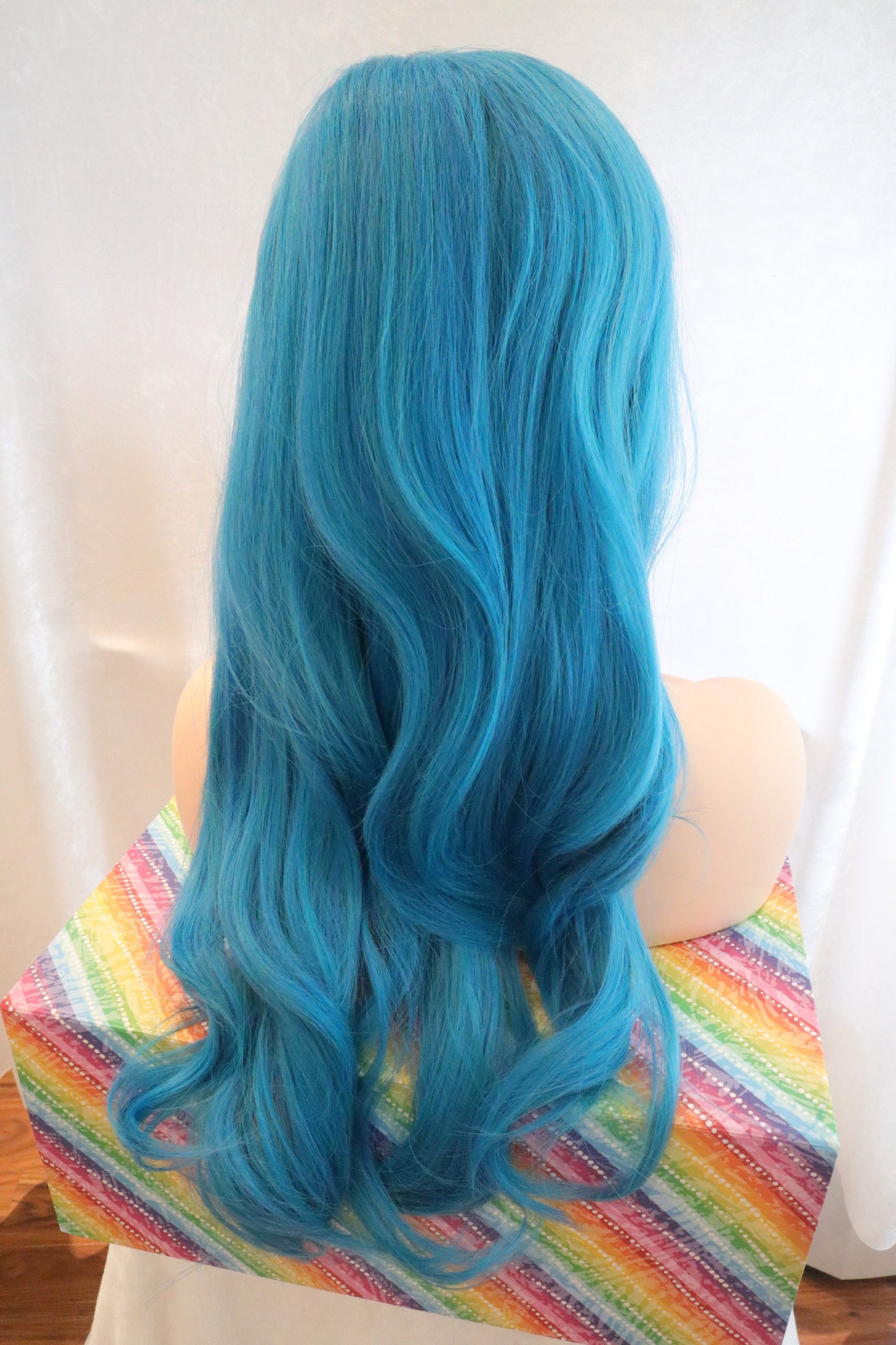 Aqua and Blue Wavy Long Synthetic Wig | Cosplay