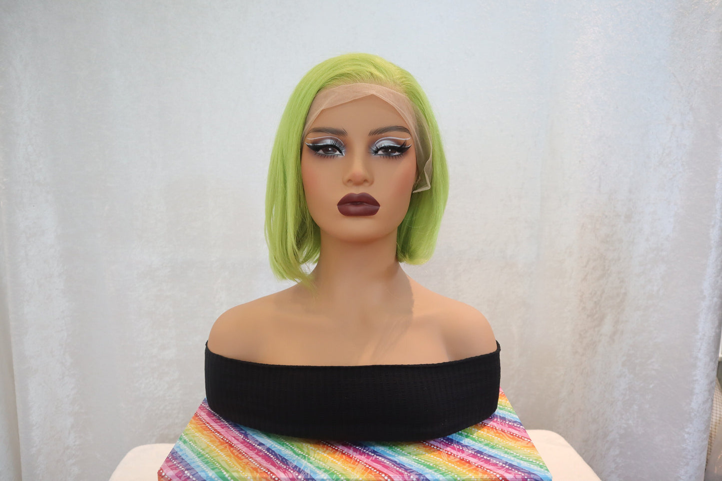 Front lace Neon Green short bob Human hair Wig