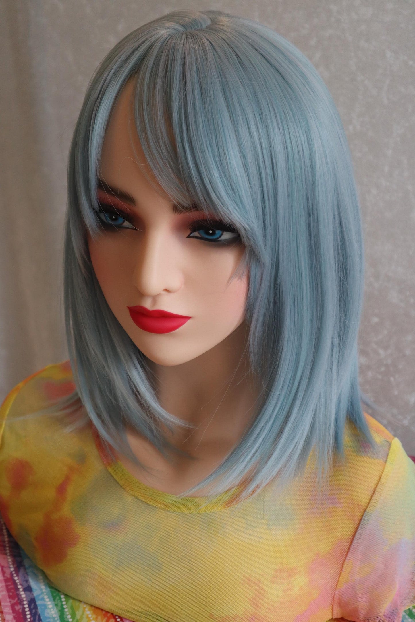 Pastel Baby Blue 16 inches Wig with Bangs – Anime-Inspired, Lightweight & Easy to Style