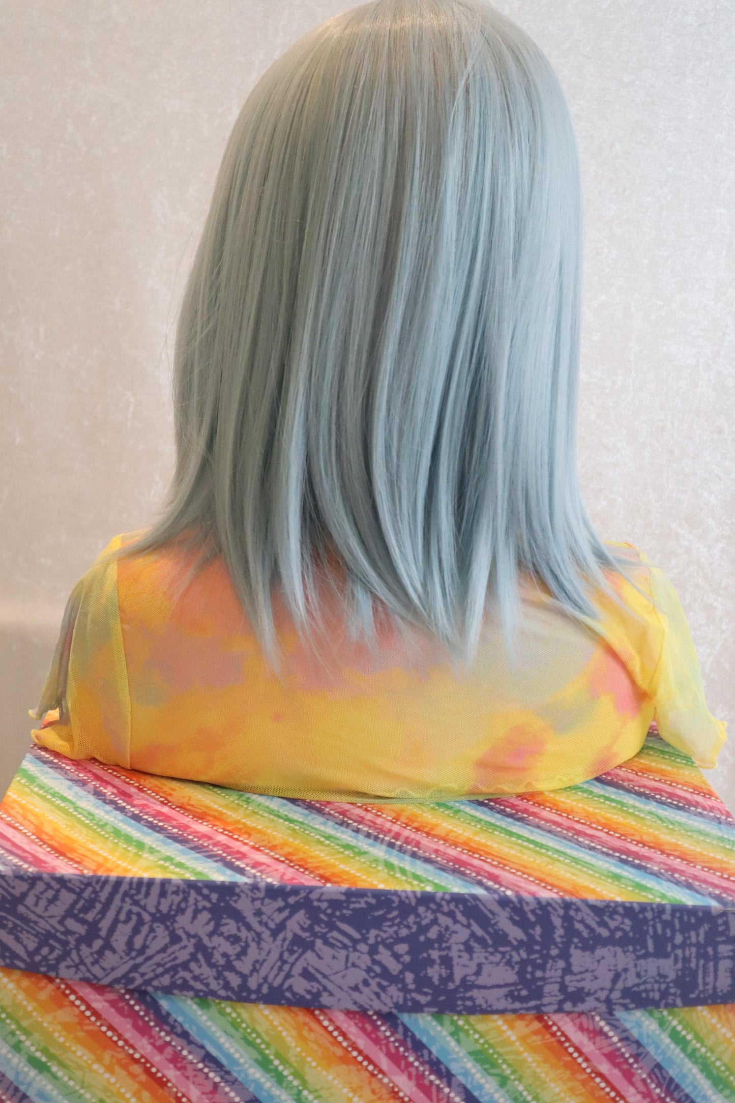 Pastel Baby Blue 16 inches Wig with Bangs – Anime-Inspired, Lightweight & Easy to Style