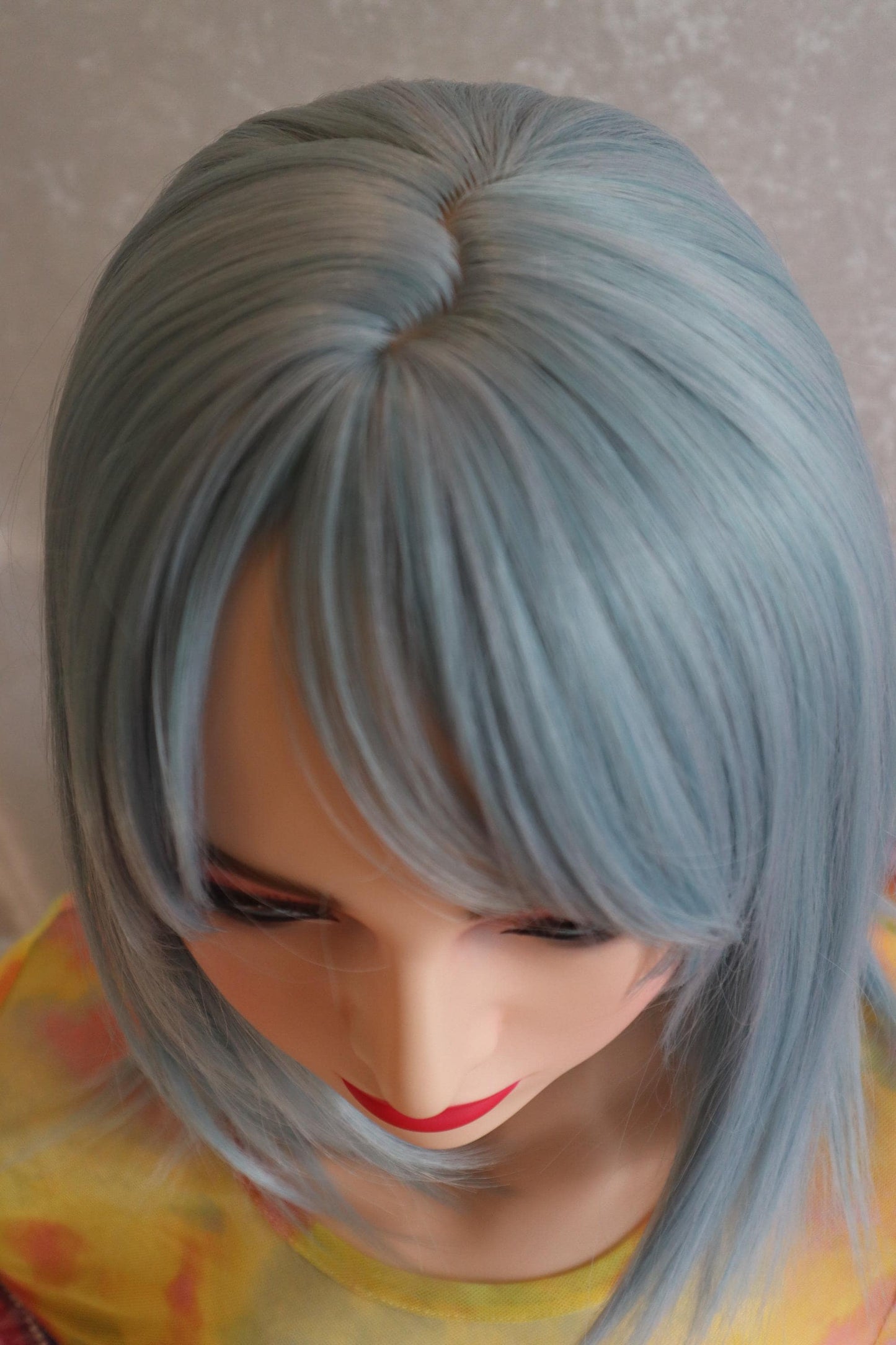 Pastel Baby Blue 16 inches Wig with Bangs – Anime-Inspired, Lightweight & Easy to Style