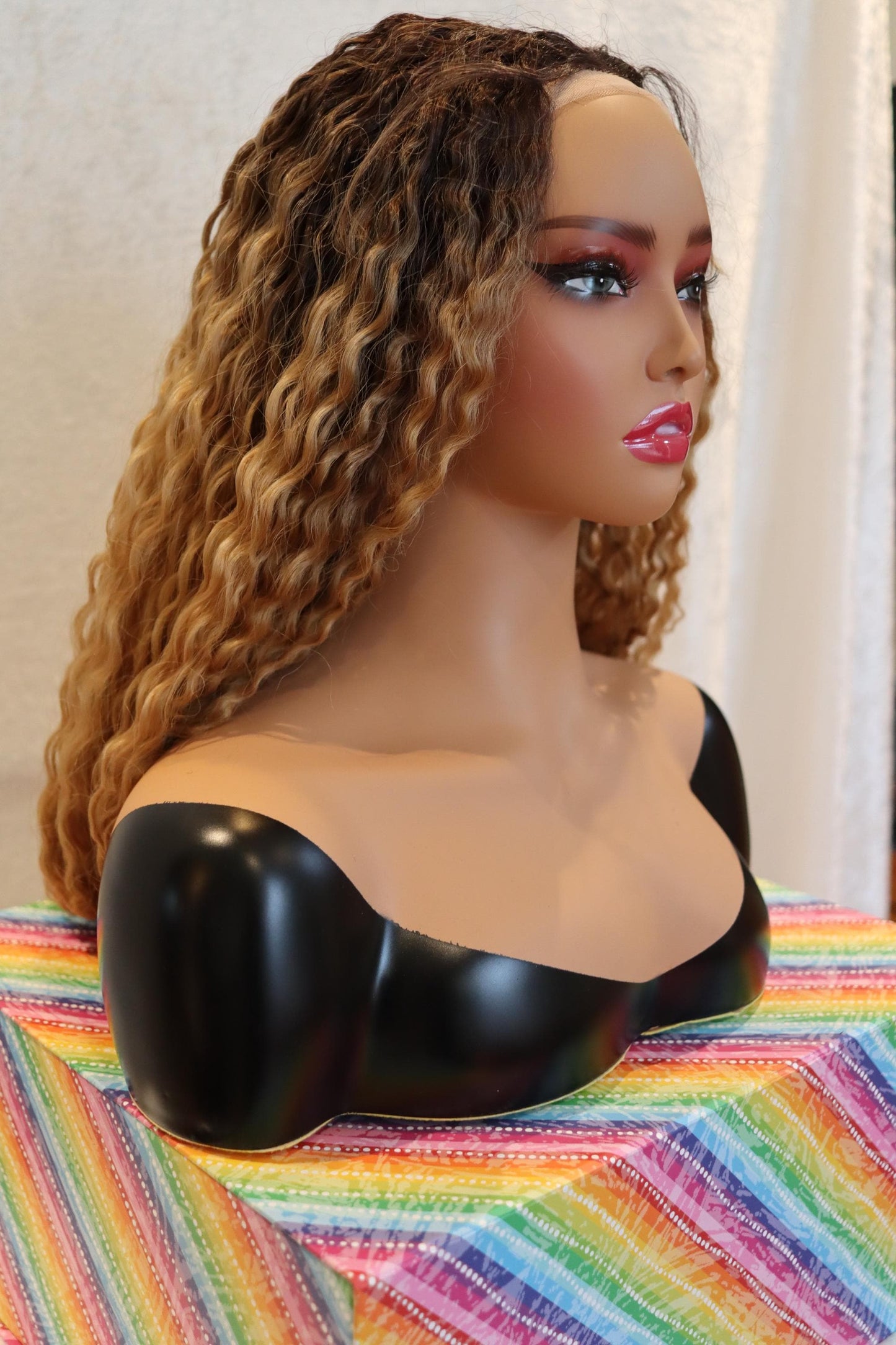 Long Thick 26 Inch Blonde Curly Wig with Dark Roots | Lace Front Synthetic HD Wave Wig with Baby Hair