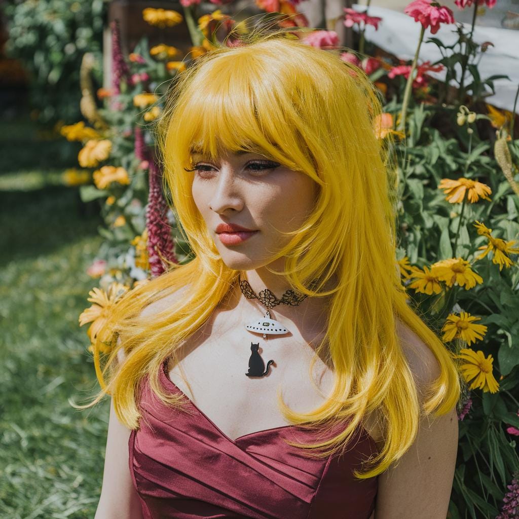 Cartoon Sunshine Colored 18" Bright Yellow Layered Retro Wig – Straight, Glueless Cap with Bangs, Perfect for Cosplay & Festivals