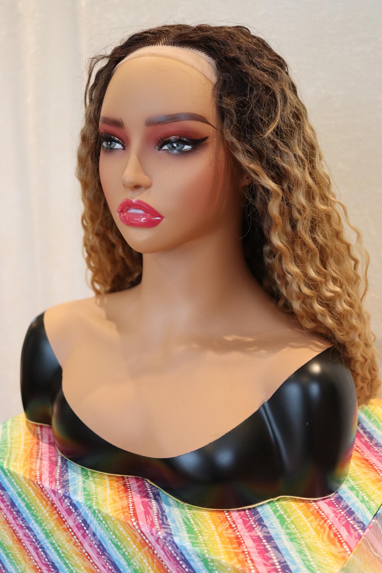 Long Thick 26 Inch Blonde Curly Wig with Dark Roots | Lace Front Synthetic HD Wave Wig with Baby Hair