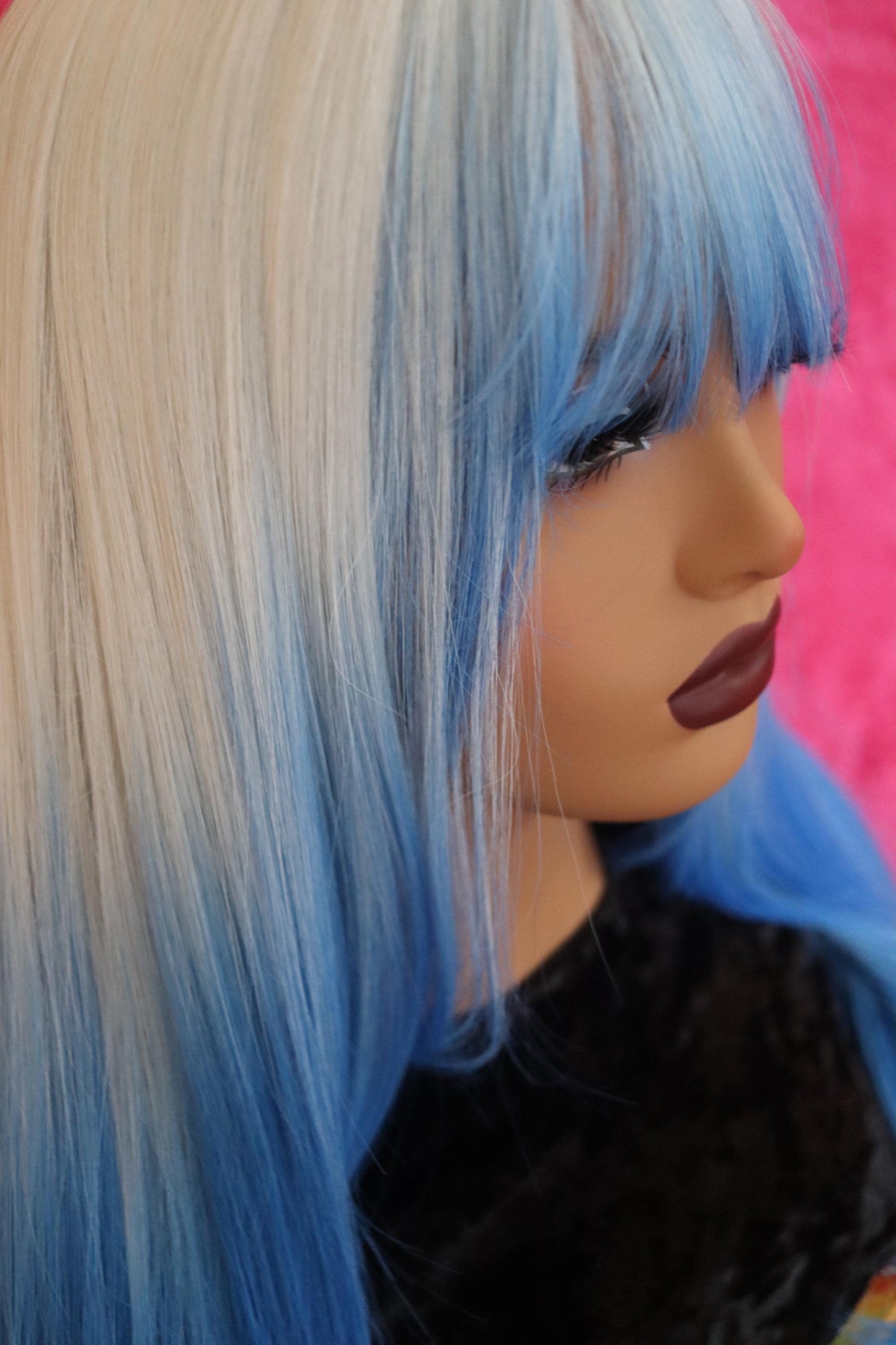 Ombre White to Blue Straight 24 inch Wig | Natural Skin Top | Heat-Resistant, Lightweight, Perfect for Festivals & Cosplay