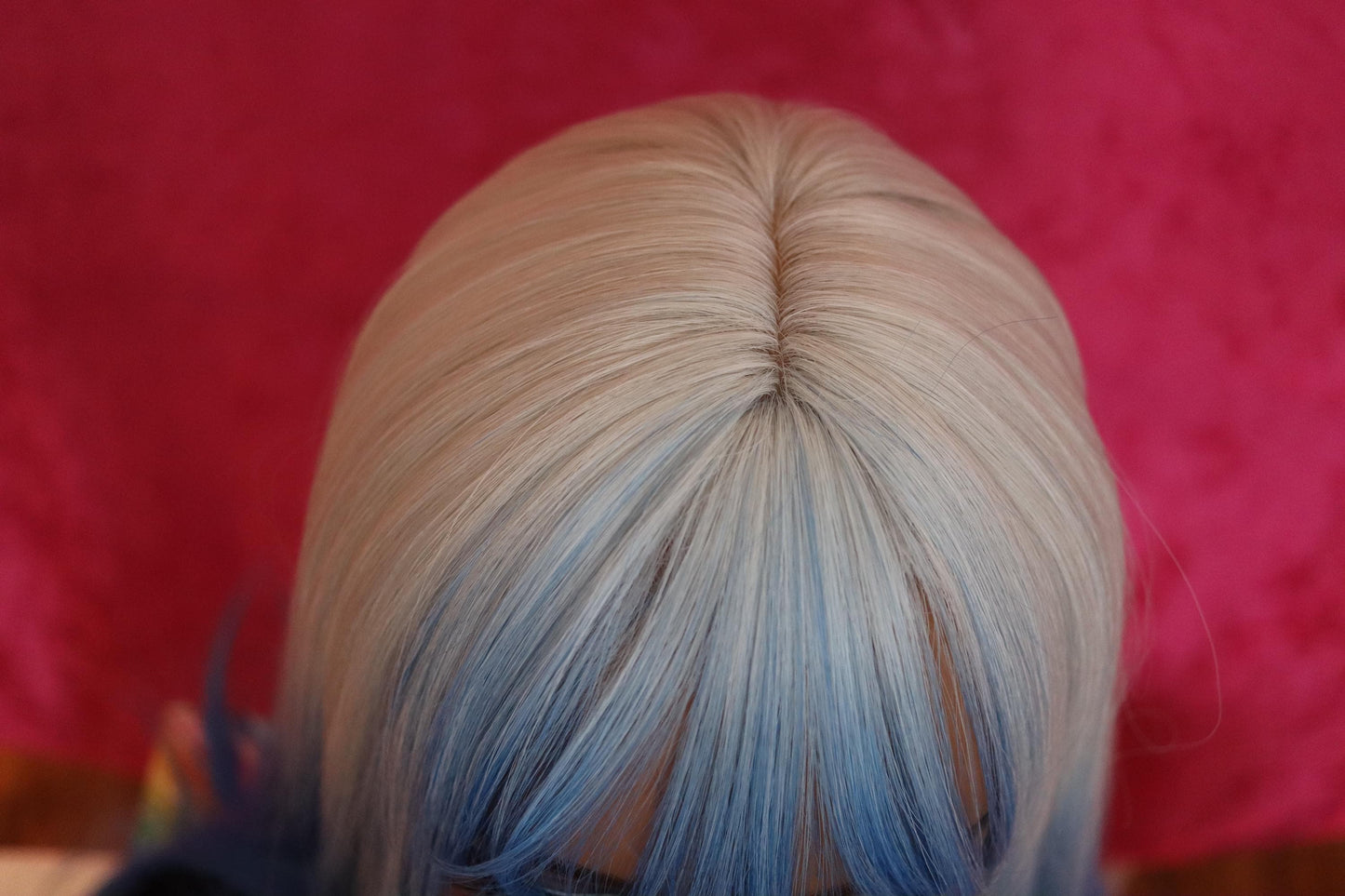 Ombre White to Blue Straight 24 inch Wig | Natural Skin Top | Heat-Resistant, Lightweight, Perfect for Festivals & Cosplay