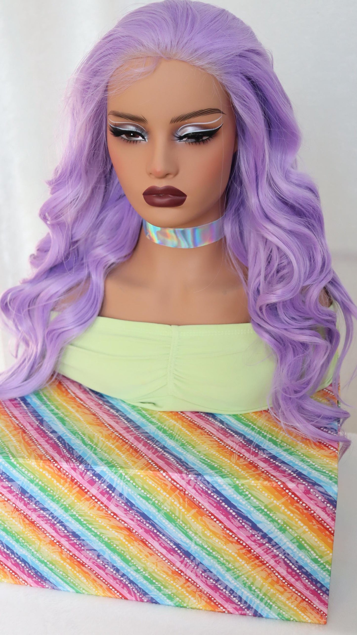 Lavender Dream 18 inches Lace Front Wavy Wig – Bright, Luxurious, and Natural Look