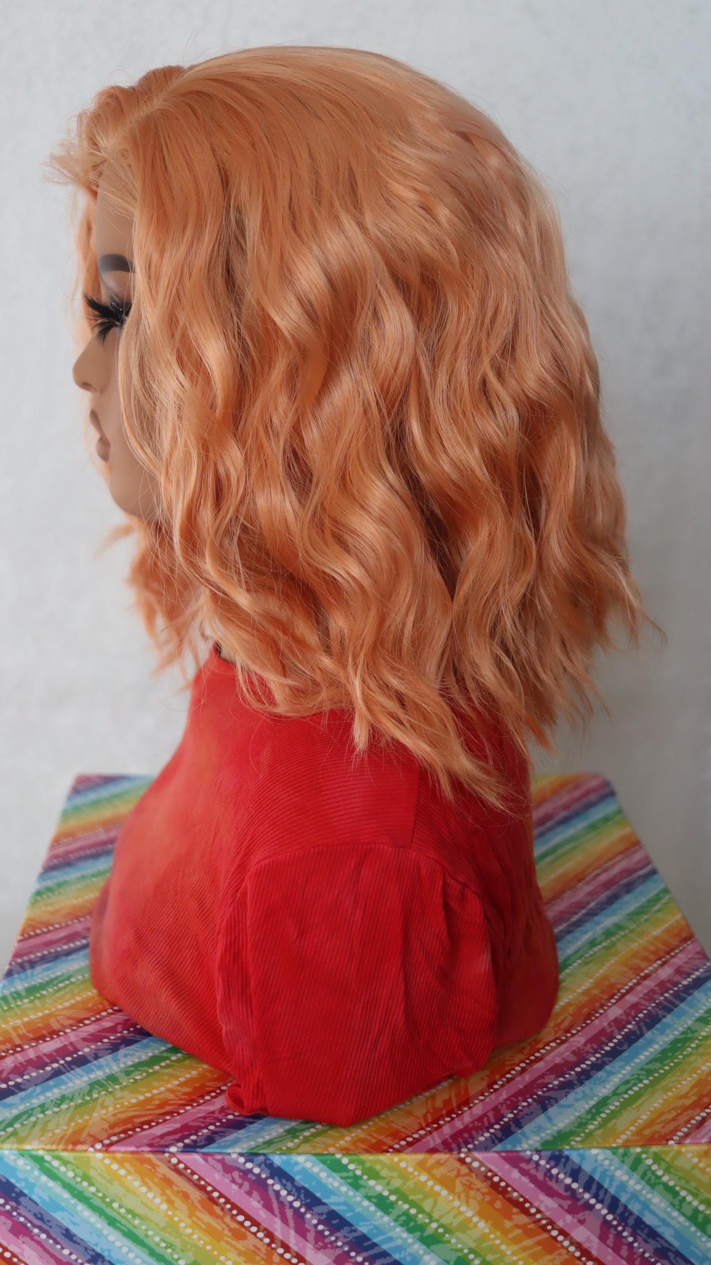 Peach Glow Loose Wave Wig – 12-Inch Lightweight Front Lace Wig | Everyday Glueless Style