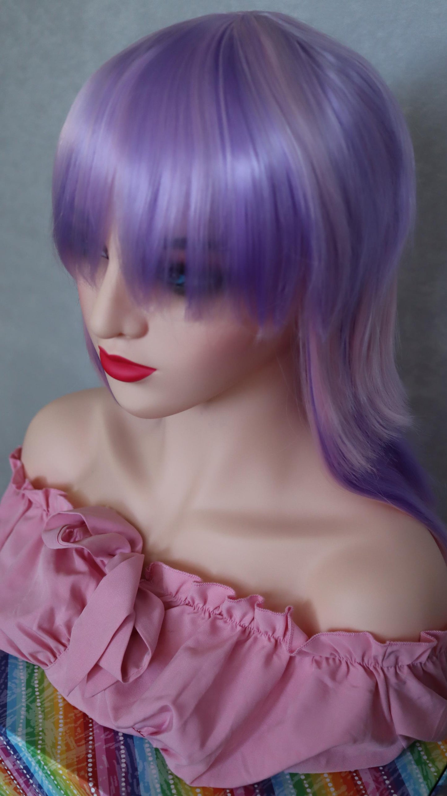 Pastel Goth Layered Wig – 26” Edgy Choppy Cut with Lavender Bangs & Pink + Purple Tones – Cosplay, Festival, Alt Fashion