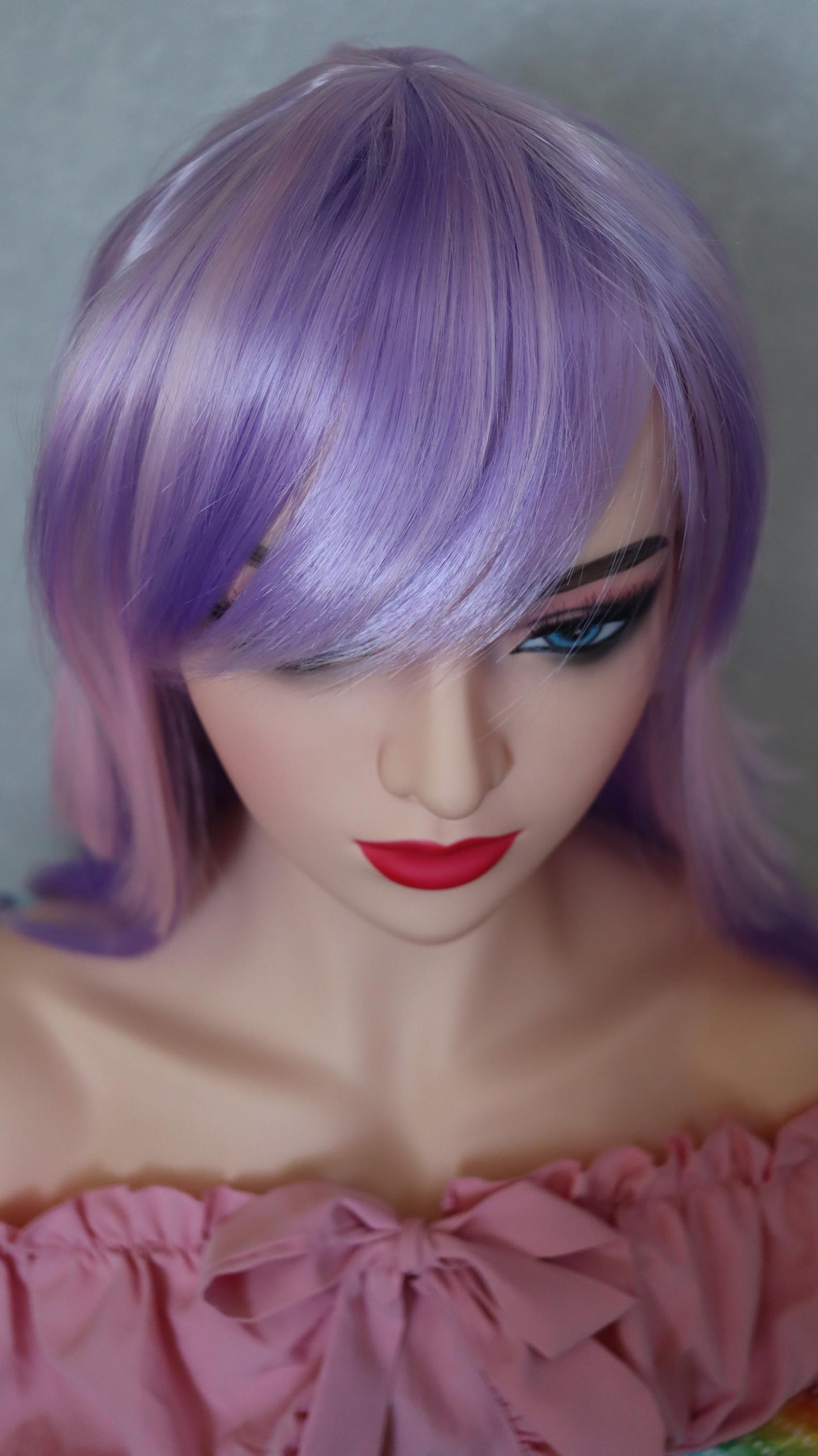 Pastel Goth Layered Wig – 26” Edgy Choppy Cut with Lavender Bangs & Pink + Purple Tones – Cosplay, Festival, Alt Fashion