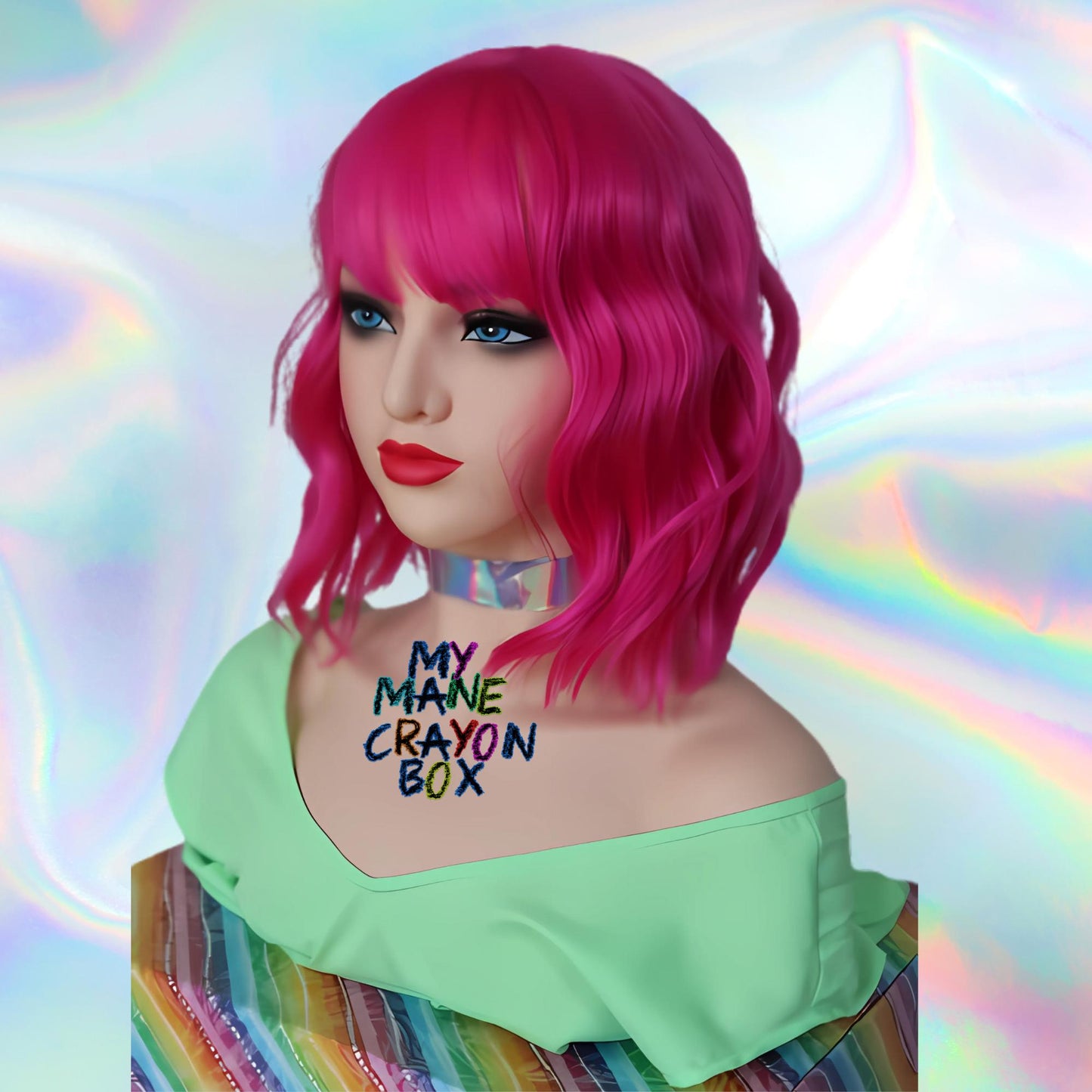 Hot Pink Bliss Wig - Short Wavy Vibrant Pink Wig with Bangs | Fun Cosplay & Party Hair