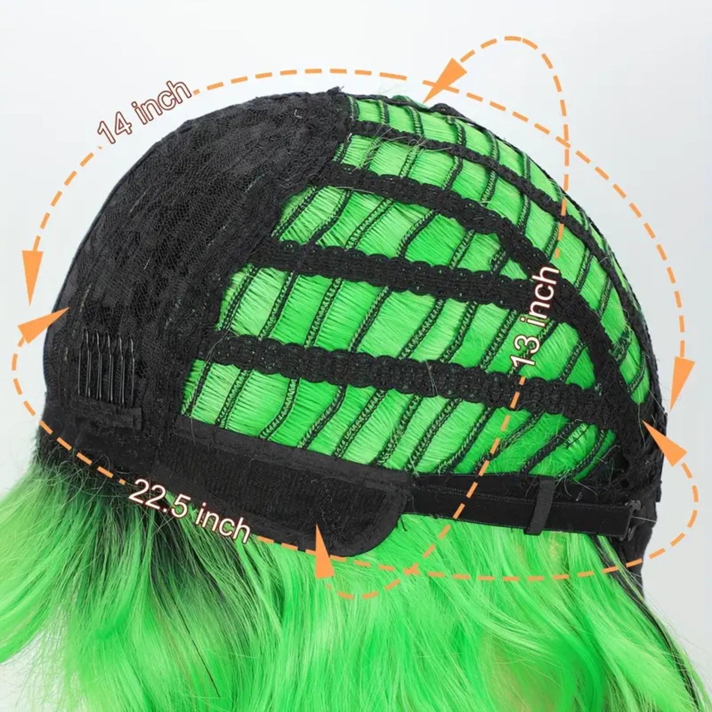 Neon Grunge Wolf Cut Wig 16" - Green & Black Layered Emo Style | Bold Alternative Fashion