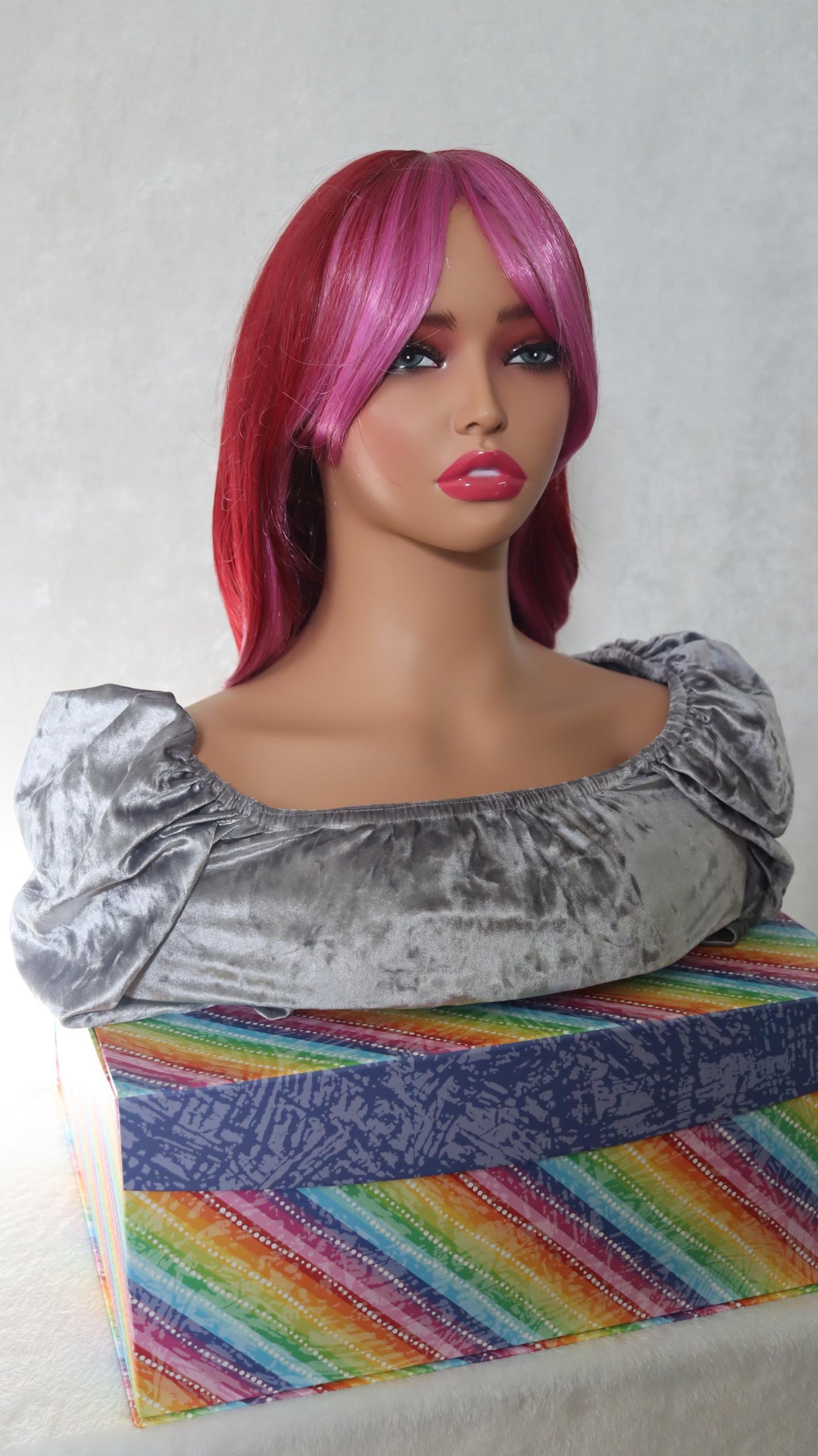 Fire Fuchsia Fantasy Wig – Vibrant Red with Pink Highlights & Bangs | Bold Statement Style