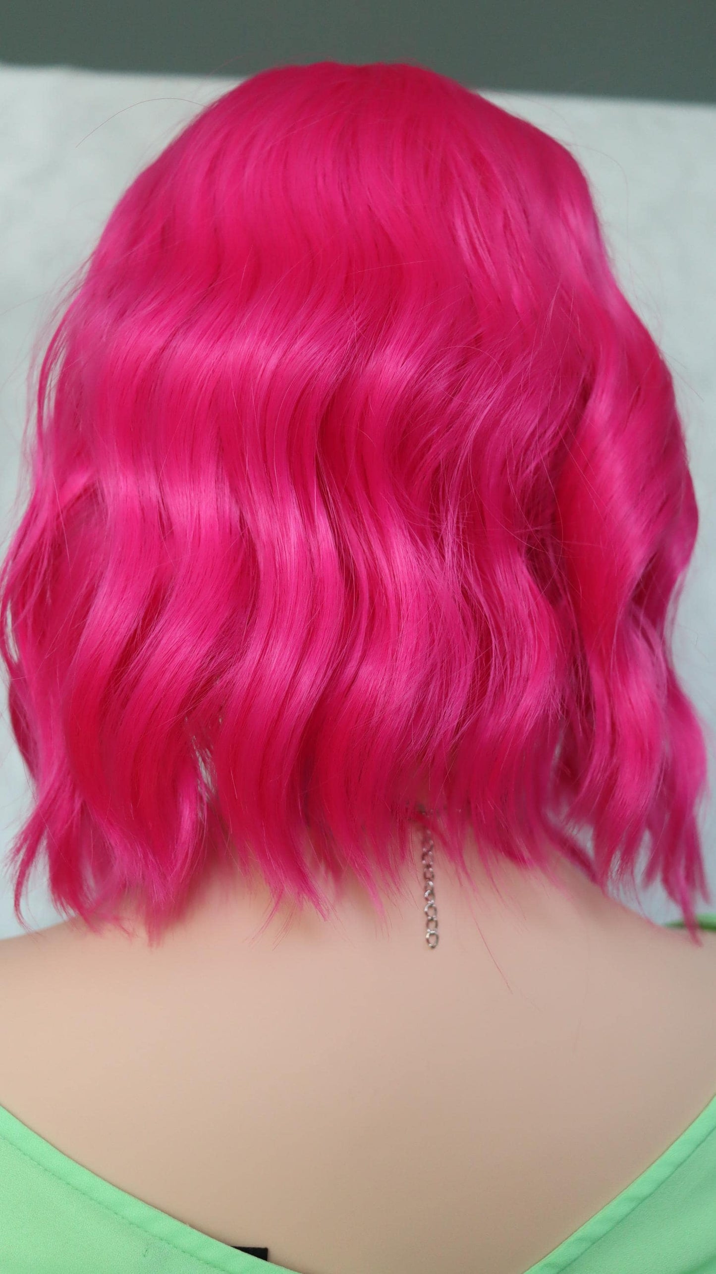 Hot Pink Bliss Wig - Short Wavy Vibrant Pink Wig with Bangs | Fun Cosplay & Party Hair