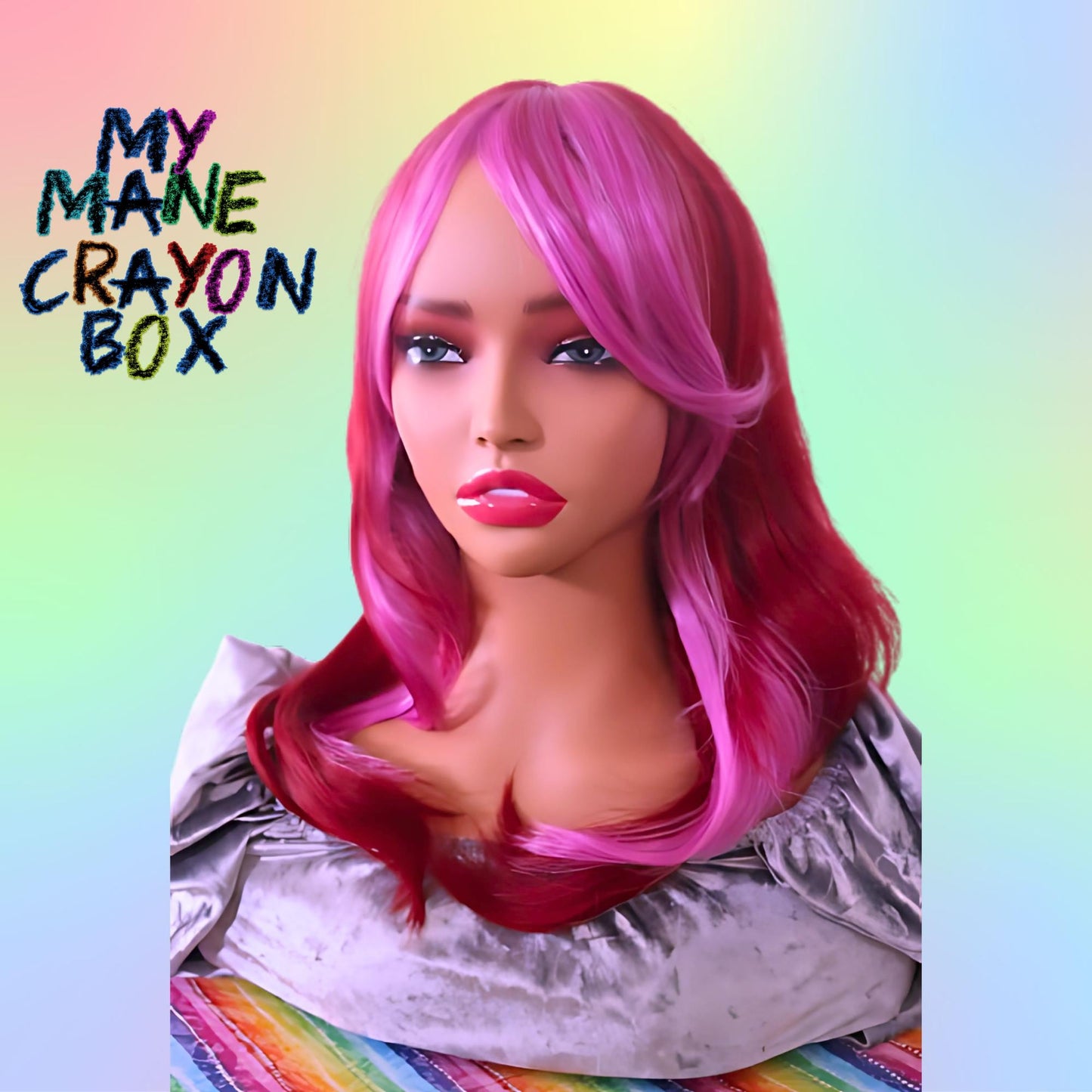 Fire Fuchsia Fantasy Wig – Vibrant Red with Pink Highlights & Bangs | Bold Statement Style