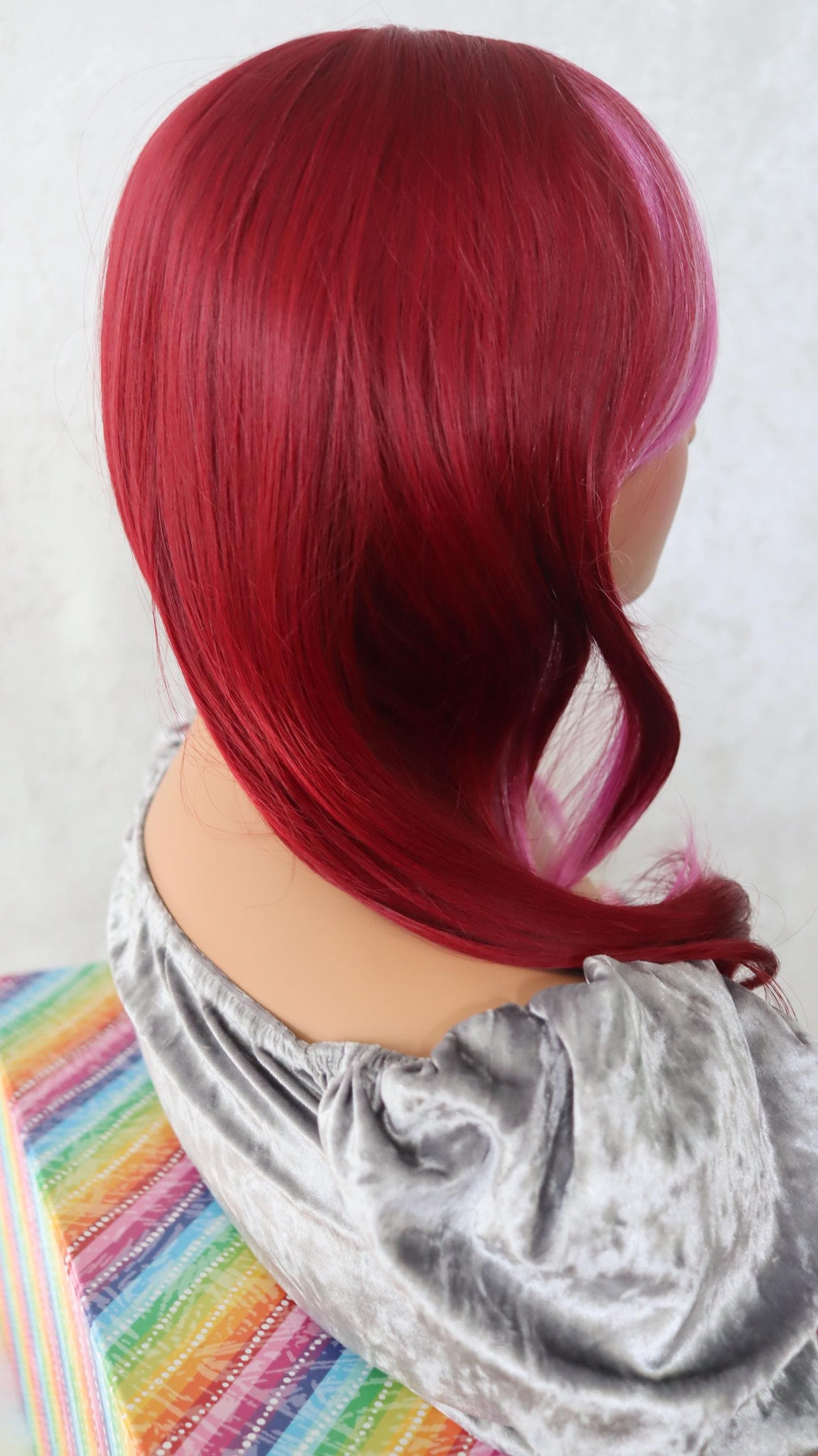 Fire Fuchsia Fantasy Wig – Vibrant Red with Pink Highlights & Bangs | Bold Statement Style